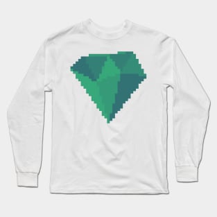 Emerald Gem Pixel Art Long Sleeve T-Shirt